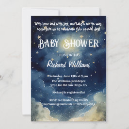 Sterrennacht Celestial Waterverf Baby shower Kaart