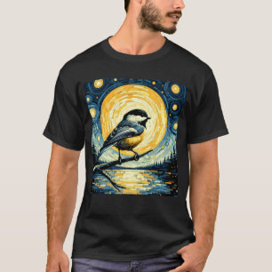 Sterrennacht Chickadee Van Gogh Vogelliefhebber T-shirt