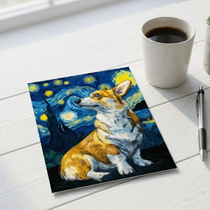 Sterrennacht Corgi-hond Impressionistische Kunst Briefkaart
