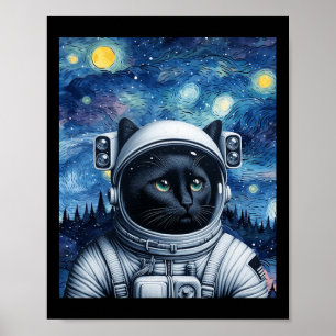 Sterrennacht Cosmic Cat Astronaut Art Poster
