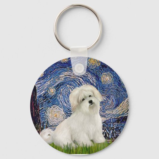Sterrennacht - Coton de Tulear 7 Sleutelhanger (Voorkant)