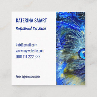 Sterrennacht Cute Pet Cat Portrait Sjabloon Square Vierkante Visitekaartje