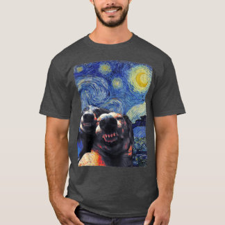 Sterrennacht Dachshunds Funny Dogs Van Gogh Painti T-shirt