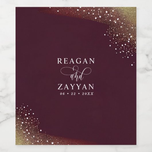 Sterrennacht Deep Crimson Bruiloft Wijn Etiket (Enkel label)