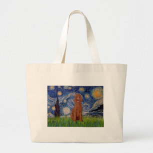 Sterrennacht - donkerrode standaard poedel #1 grote tote bag