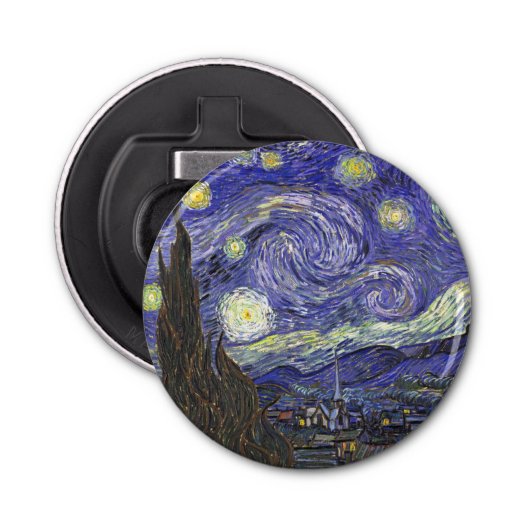 Sterrennacht door Vincent van Gogh Button Flesopener (Voorkant)