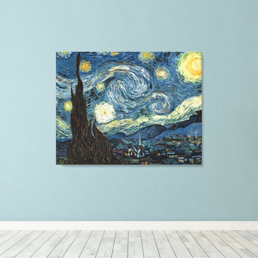 Sterrennacht door Vincent van Gogh Canvas Afdruk (Insitu (Houten vloer))