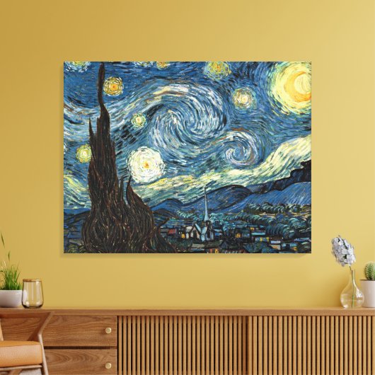 Sterrennacht door Vincent van Gogh Canvas Afdruk (Insitu (Woonkamer))