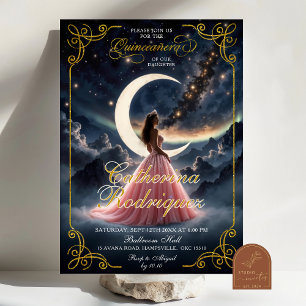 Sterrennacht Dusty Pink Quinceañera Uitnodiging