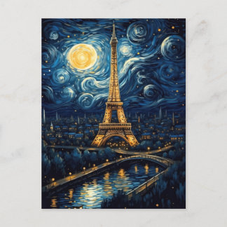 Sterrennacht - Eiffeltoren Briefkaart