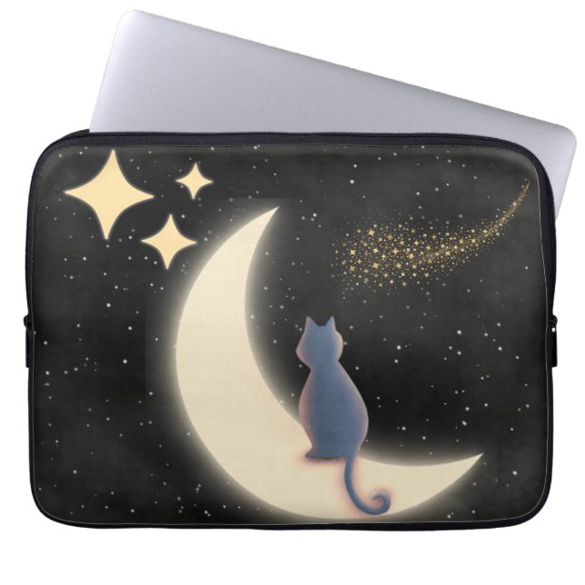 Sterrennacht en Crescent Moon Laptop Sleeve (Voorkant)