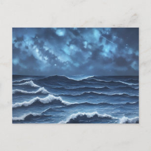 Sterrennacht en oceaangolven briefkaart