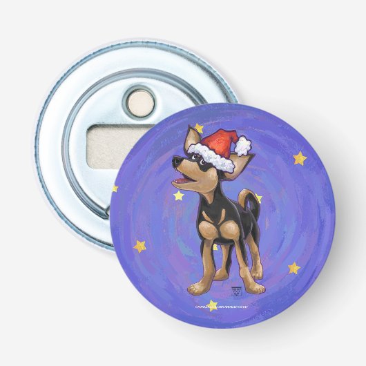 Sterrennacht Festive Chihuhua in Santa Hat Button Flesopener (Voorkant)