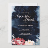 Sterrennacht Floral Wedding Brunch Invitation Kaart (Voorkant)