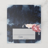 Sterrennacht Floral Wedding Place Card Tent (Buitenkant ongevouwen)