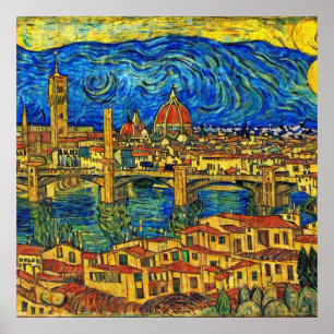 Sterrennacht Florence Italië Poster