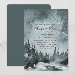 Sterrennacht Forest Waterverf Wedding Kaart