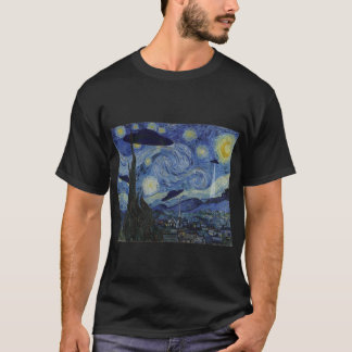 Sterrennacht Funny Van Gogh die UFO Alien Abd schi T-shirt