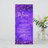 Sterrennacht Galaxy Paarse Waterverf Bruiloft Menu (Staand voorkant)