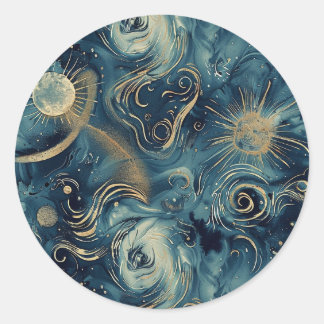 Sterrennacht geïnspireerde aangepaste hemelse Stic Ronde Sticker