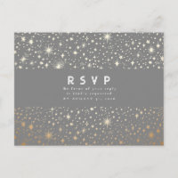 Sterrennacht grijs en goud bruiloft RSVP
