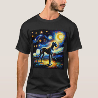 Sterrennacht Grote Deen Hond Van Gogh Lover T-shirt