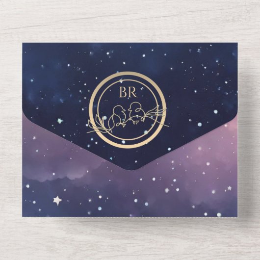 Sterrennacht Hemelse bruiloft All In One Uitnodiging (Achterkant)