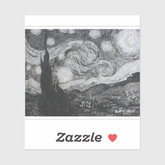 Sterrennacht I Vincent van Gogh Sticker (Vel)