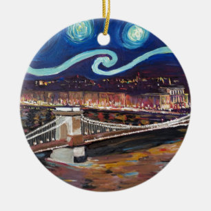 Sterrennacht in Boedapest Hongarije met Parlement Keramisch Ornament