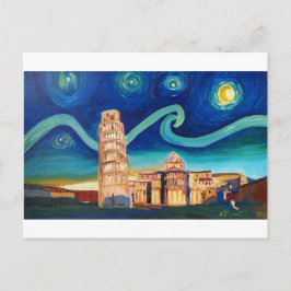 Sterrennacht in Pisa met Leaning Tower Briefkaart