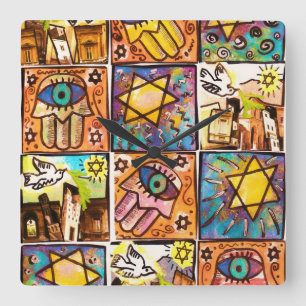 Sterrennacht Israel Ivory Wall Clock Vierkante Klok