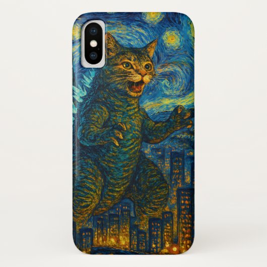 Sterrennacht Kaiju Catzilla Cat iPhone iPad Case (Achterkant)