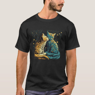 Sterrennacht kat van gogh kat grappige koppels kat t-shirt
