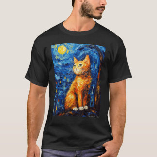 Sterrennacht Kat, Van Gogh Kat, Kat Liefhebber, Ka T-shirt