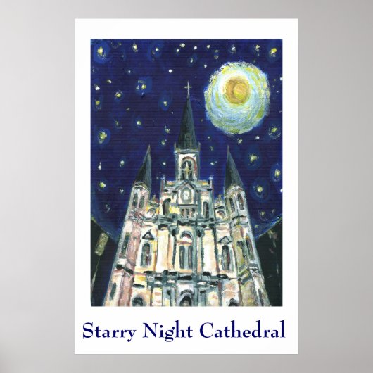 Sterrennacht kathedraal poster (Voorkant)