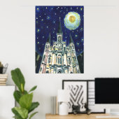 Sterrennacht kathedraal poster (Thuiskantoor)