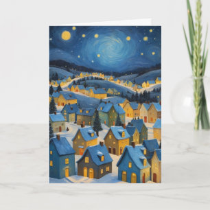 Sterrennacht kerst Kaart met aangepaste tekst