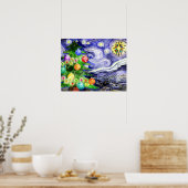 Sterrennacht kerstboom Waterverf Poster (Keuken)