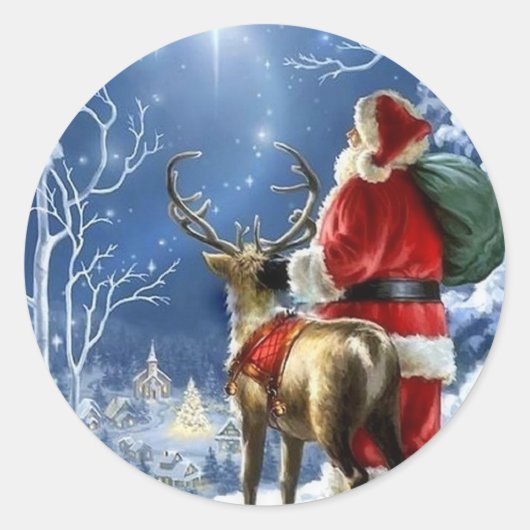 Sterrennacht Kerstman Sticker (Voorkant)