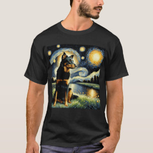 Sterrennacht Lancashire Heeler Dog Van Gogh Lover T-shirt