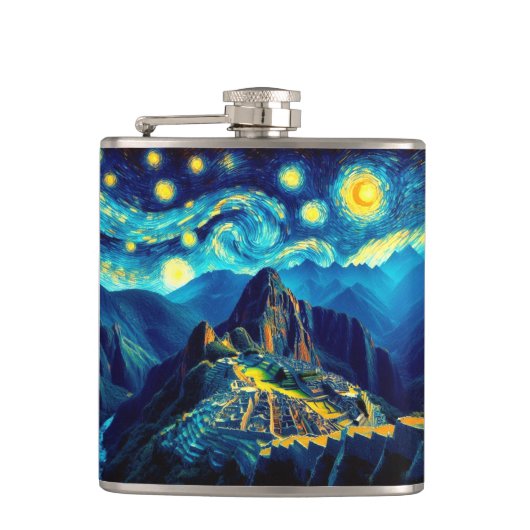 Sterrennacht Machu Picchu Peru Heupfles (Voorkant)