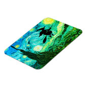 Sterrennacht Moon Flying Witch Silhouette Magneet (Linkerzijde)