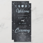 Sterrennacht Moon Phases Celestial Wedding Program (Voorkant / Achterkant)