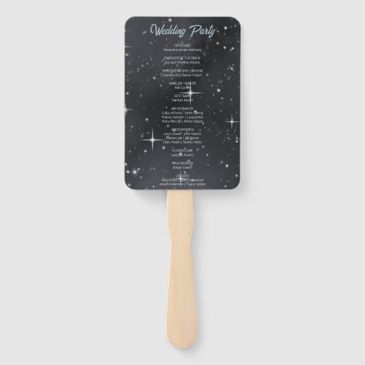 Sterrennacht Moon Phases Celestial Wedding Program Handwaaier (Achterkant)