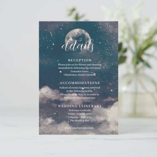 Sterrennacht Moonlight Wedding Enclosure Kaarten (Staand voorkant)