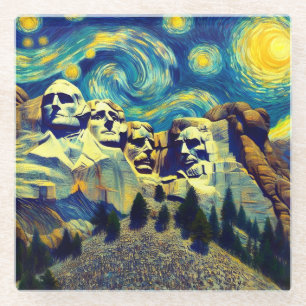Sterrennacht Mt. Rushmore South Dakota Glazen Onderzetter