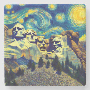 Sterrennacht Mt. Rushmore South Dakota Stenen Onderzetter
