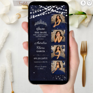 Sterrennacht Navy Blauwe Quinceañera Fotohokje Save The Date