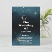 Sterrennacht Navy Blue Silver Glitter Wedding Kaart (Staand voorkant)