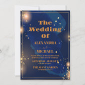 Sterrennacht Navy Blue Silver Glitter Wedding Kaart (Voorkant)